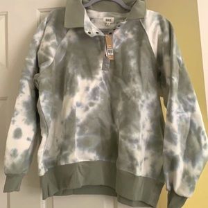 Buckle olive tie dye button up sweatshirt